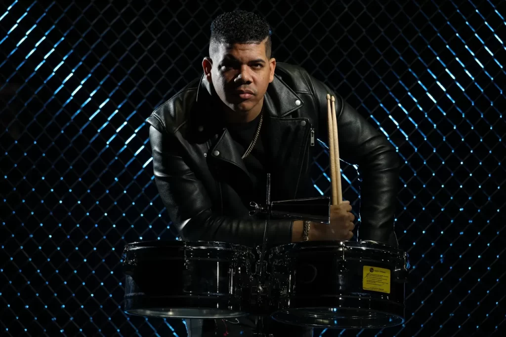 my hora loca event productions drummer with black background